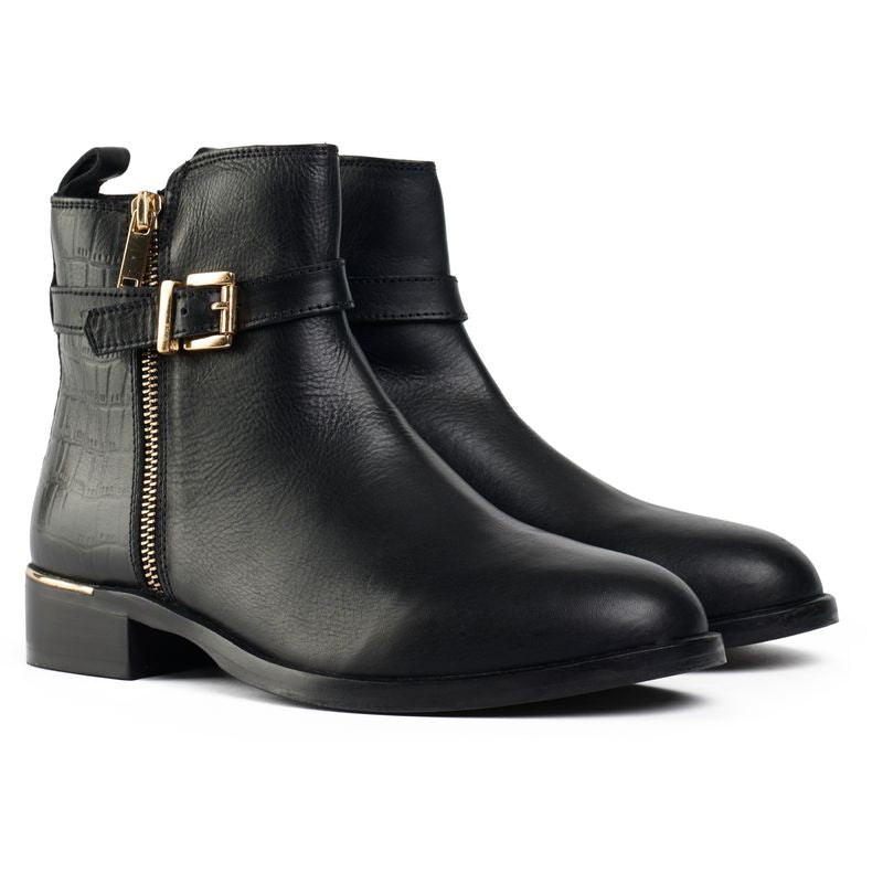 SOLE Gada Zip & Buckle Boots, Black