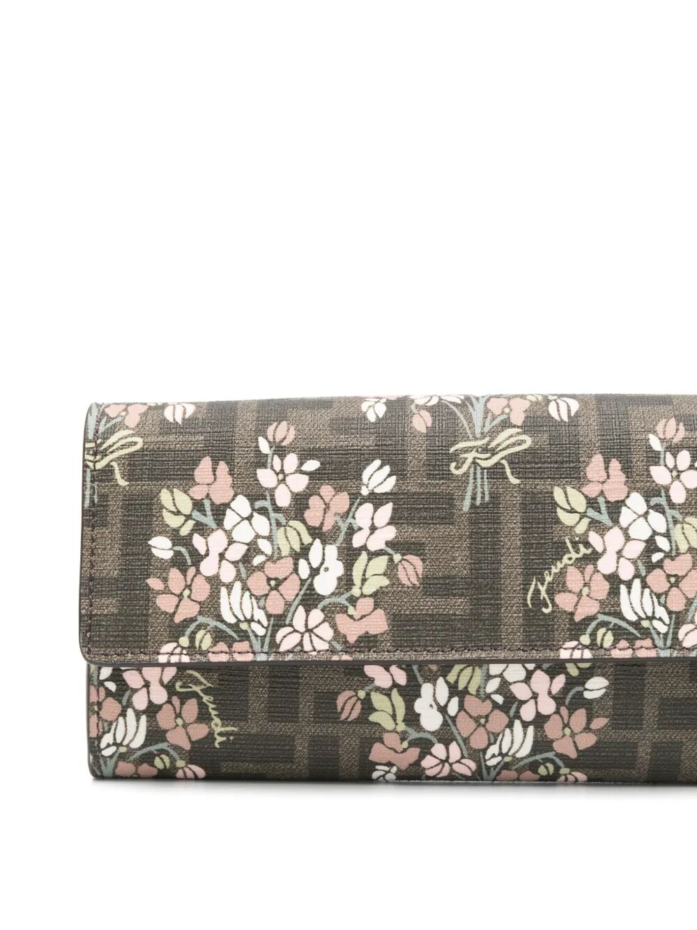 FENDI FLOWER BOUQUET FF FABRIC WALLET WITH CHAIN