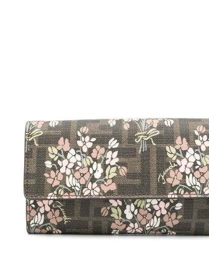 FENDI FLOWER BOUQUET FF FABRIC WALLET WITH CHAIN