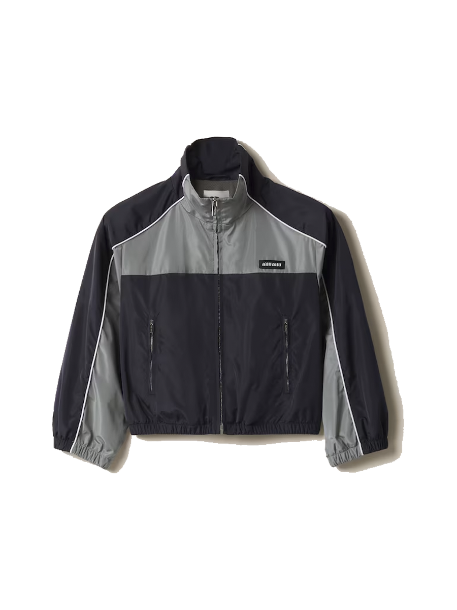 technical silk zipper blouson jacket
