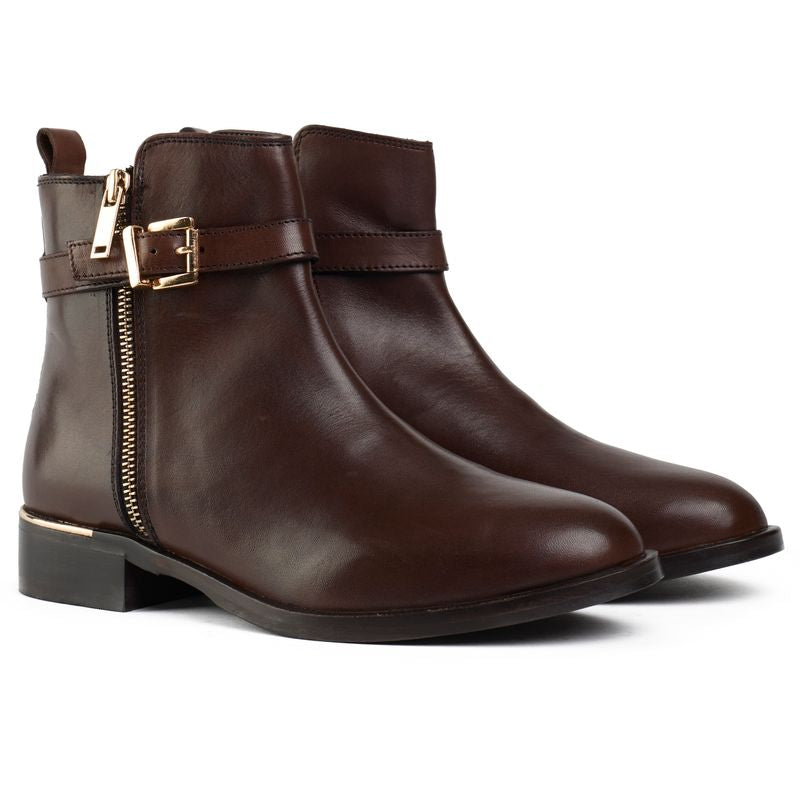 SOLE Gada Zip & Buckle Boots, Brown