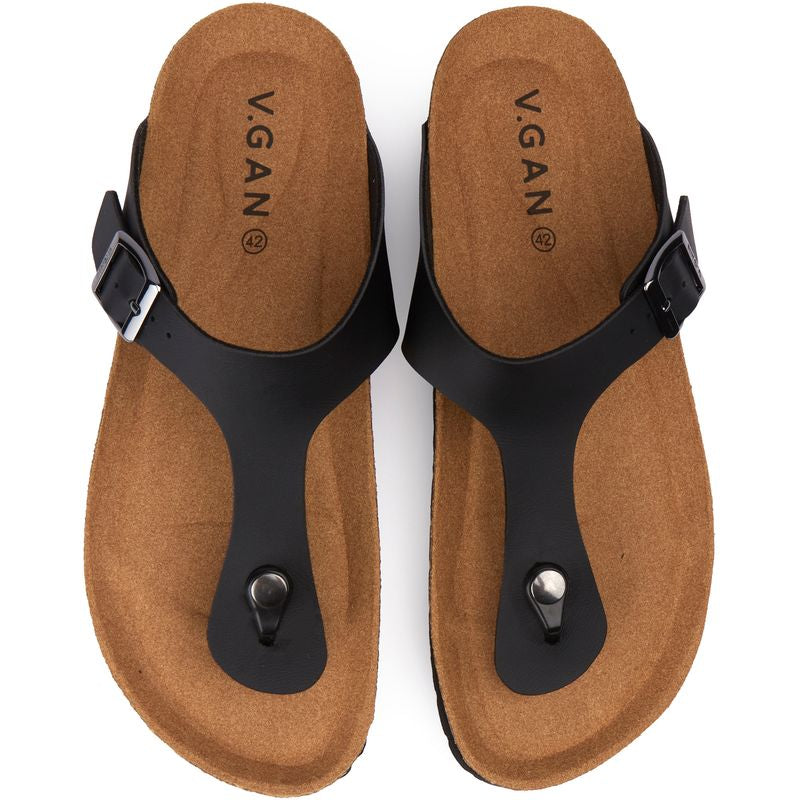 V.GAN Vegan Pea Comfort Footbed Sandals, Black